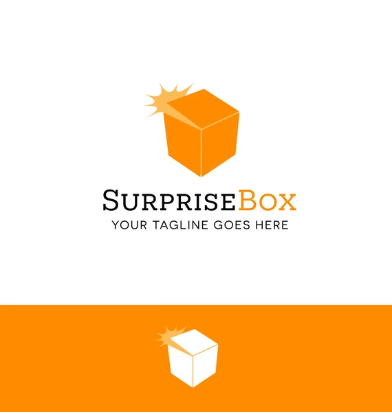 Vektor logo design varumärke koncept. överraskning box öppning — Stock vektor