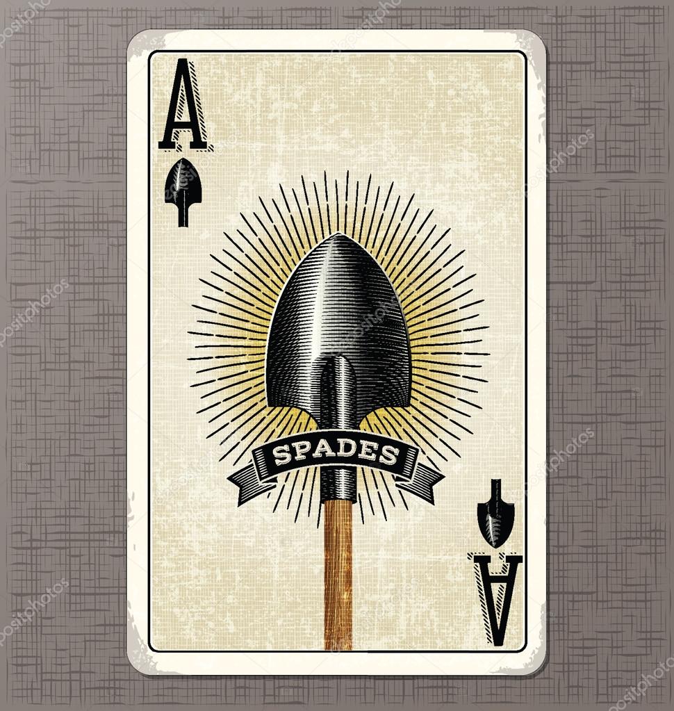 Ace of spades poker card on antique background detailed