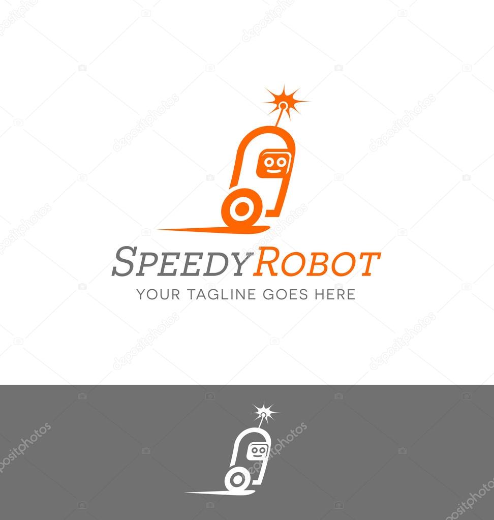 Logo design of a robot character for technology or computer related services