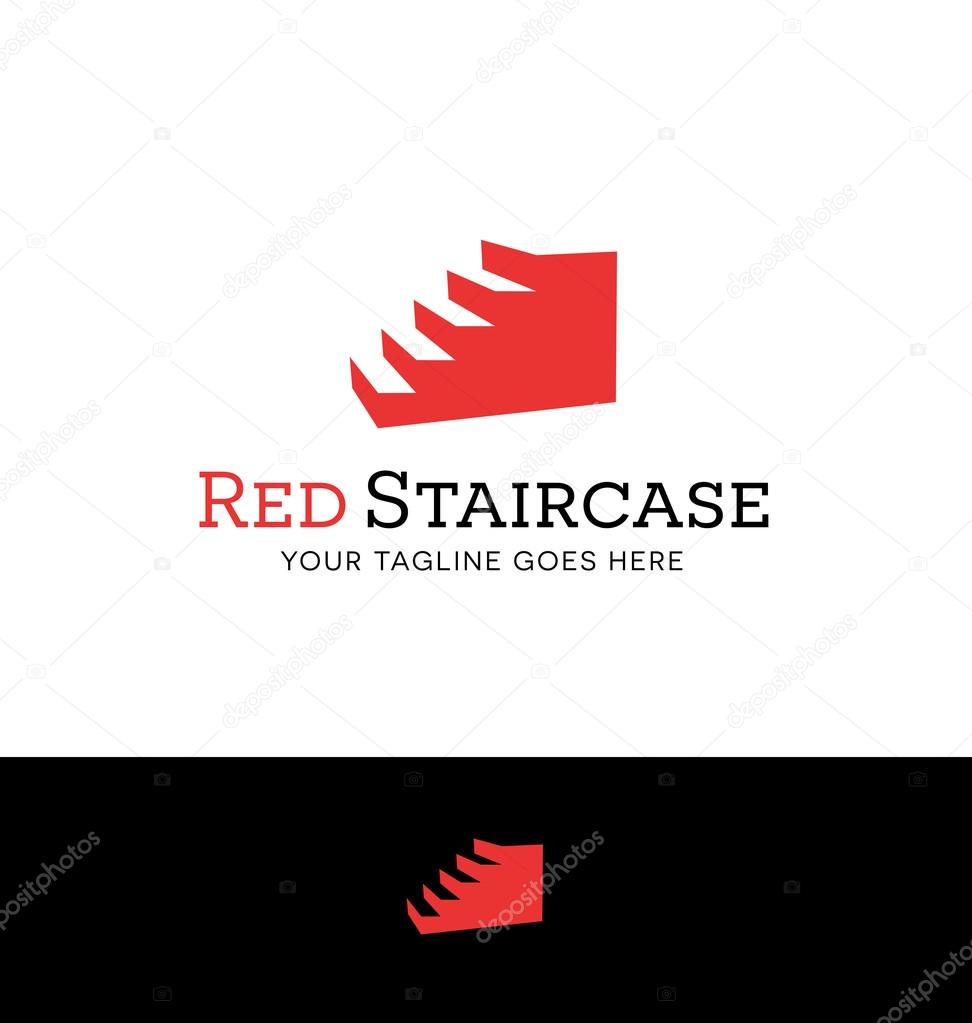 Logo design of a red staircase for business. steps to success