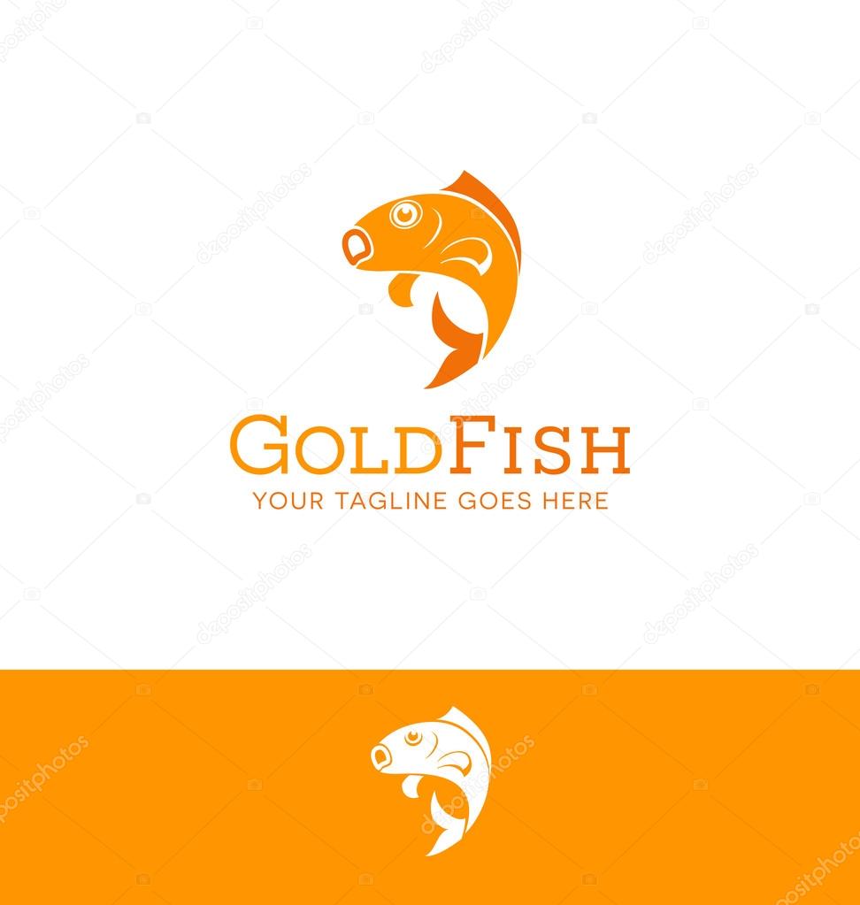 Logo design of a jumping goldfish