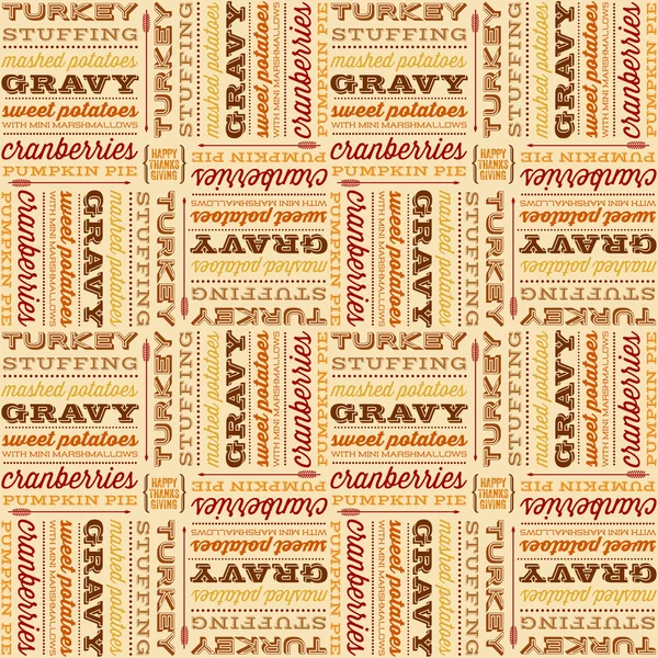 Conception typographique transparente de Thanksgiving. menu traditionnel du dîner d'action de grâces listé dans les polices d'affichage rétro. — Image vectorielle