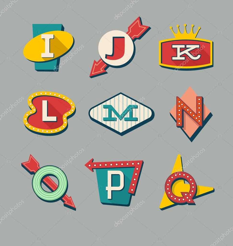 Alphabet reminiscent of 1950s roadside signs.