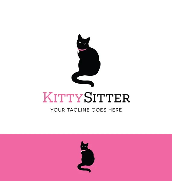 Logotipo de gato sentado para pet sitting ou pet care business — Vetor de Stock