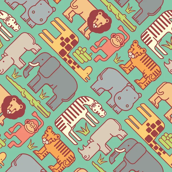Seamless jungle animal pattern — Stock Vector