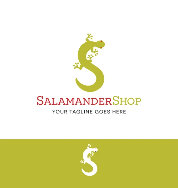 Logotipo de la salamandra para el negocio creativo, tienda o sitio web — Vector de stock
