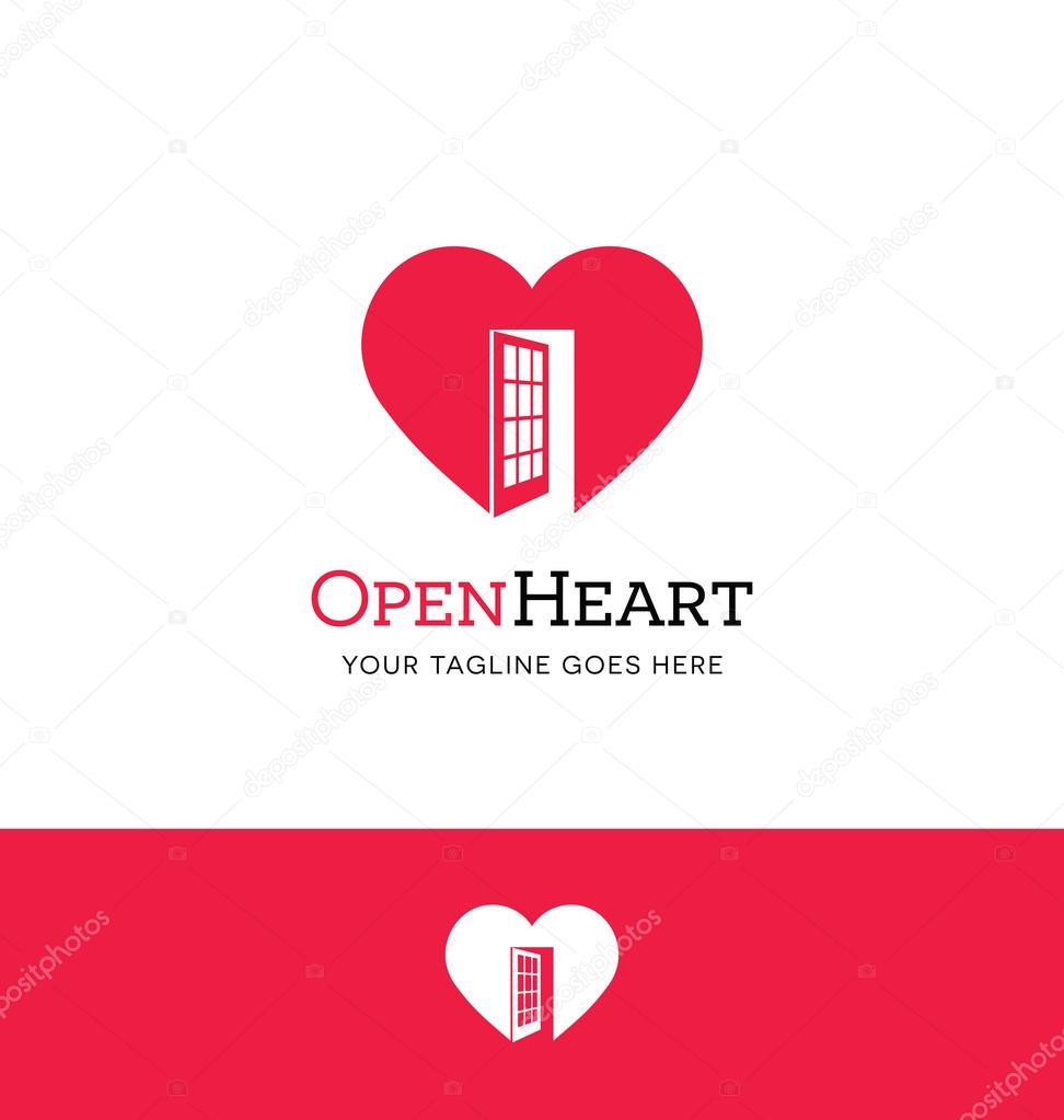 Heart logo with an open door for charity or giving organization