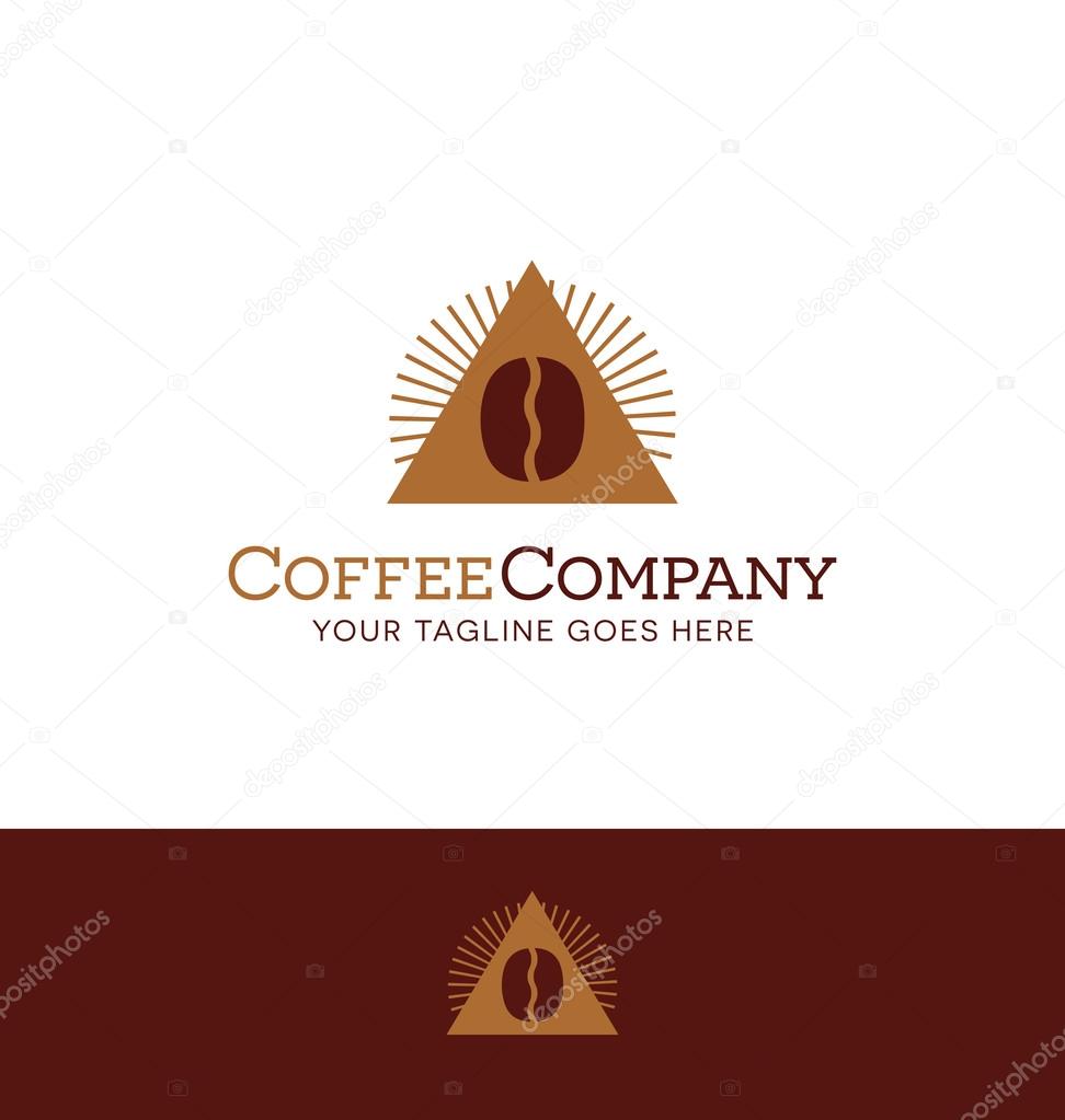Abstract triangle logo with coffee bean for coffee related business