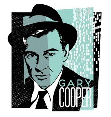 16 Kasım 2015, vektör çizimi aktör Gary Cooper retro tarzı.