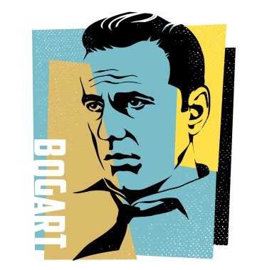 16 Kasım 2015, vektör oyuncu Humphrey Bogart-retro tarzı gösteren resim.