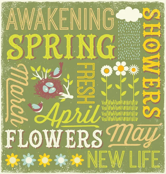 Lente typografie collage design — Stockvector