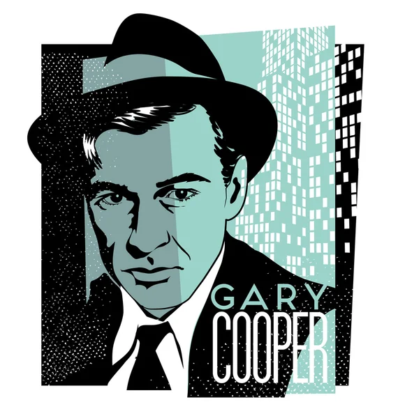 2015 年 11 月 16 日、ベクトル レトロなスタイルの俳優 Gary Cooper のイラスト. — ストックベクタ