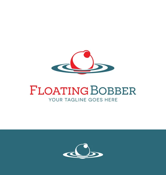 Logotipo de bobber rojo y blanco para negocios relacionados con la pesca, sitio web — Vector de stock