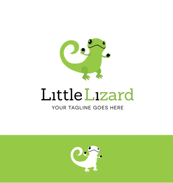 Cute green lizard. Logo concept for business or website — Stock Vector