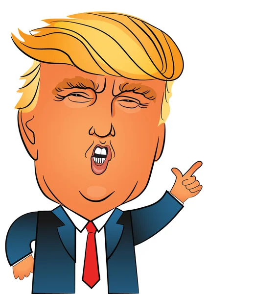 28 de diciembre de 2015. Retrato de Donald Trump dando un discurso . — Vector de stock