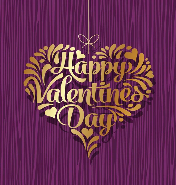 Buon San Valentino disegno della carta. Decorativo cuore appeso . — Vettoriale Stock