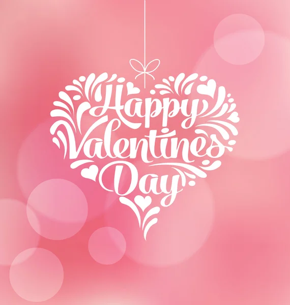 Buon San Valentino disegno della carta. Decorativo cuore appeso . — Vettoriale Stock