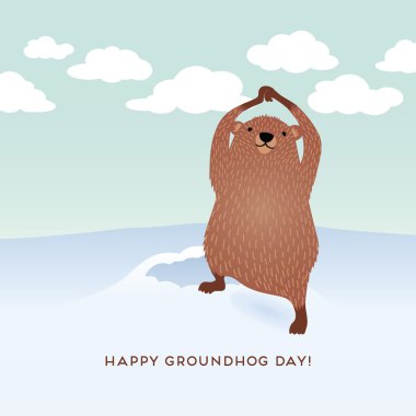 Happy Groundhog Day design with cute groundhog clipart