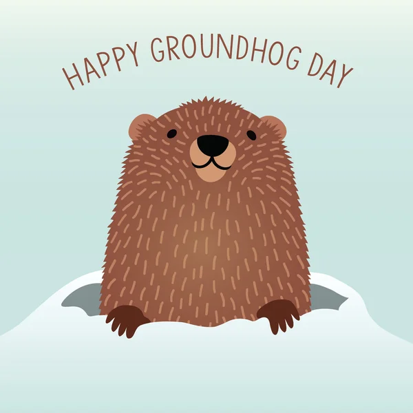 Happy Groundhog Day design with cute groundhog — Stock Vector