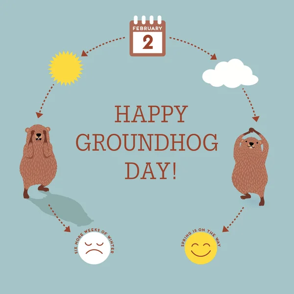 Groundhog Day Infographic with cute groundhogs — Stock Vector