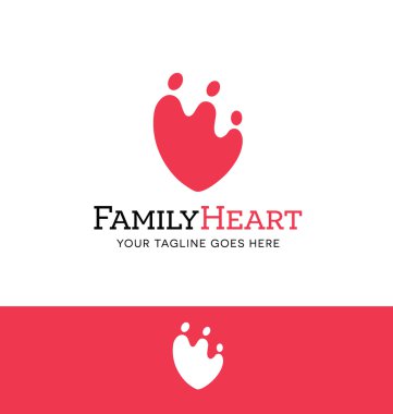 Hayır, organizasyon veya aile ilgili iş için logo tasarım. Aile simgesi kalp şeklinde