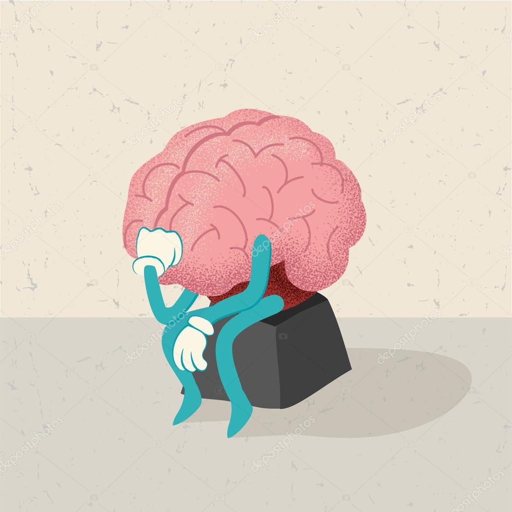 Retro cartoon of a thinking brain character Stock Vector Image by  ©TeddyandMia #95851692