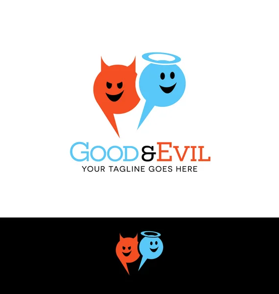 Logo design of angel and devil talk bubble characters for business or website — Stock Vector