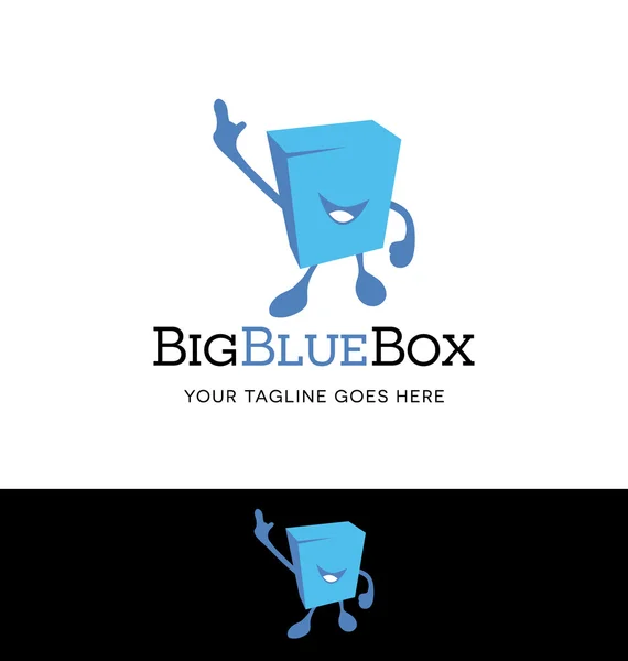 Design del logo di un personaggio a forma di scatola per aziende o siti Web — Vettoriale Stock