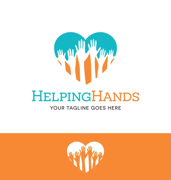 Logo design for charitable or health business or website. hands reaching up in heart shape. — Stock Vector