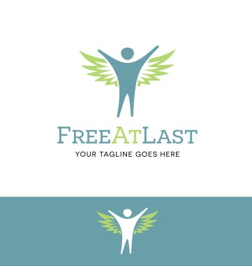 logo iş, organizasyon veya Web sitesi için kanatlı neşeli bir figür