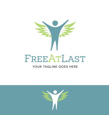 logo of a joyful figure with wings for business, organization or website clipart