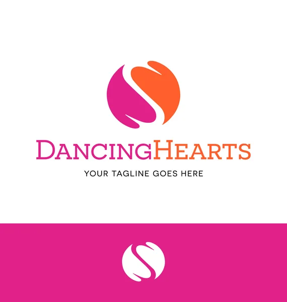 Logotipo de 2 corazones encajados para negocios, organización o sitio web — Archivo Imágenes Vectoriales