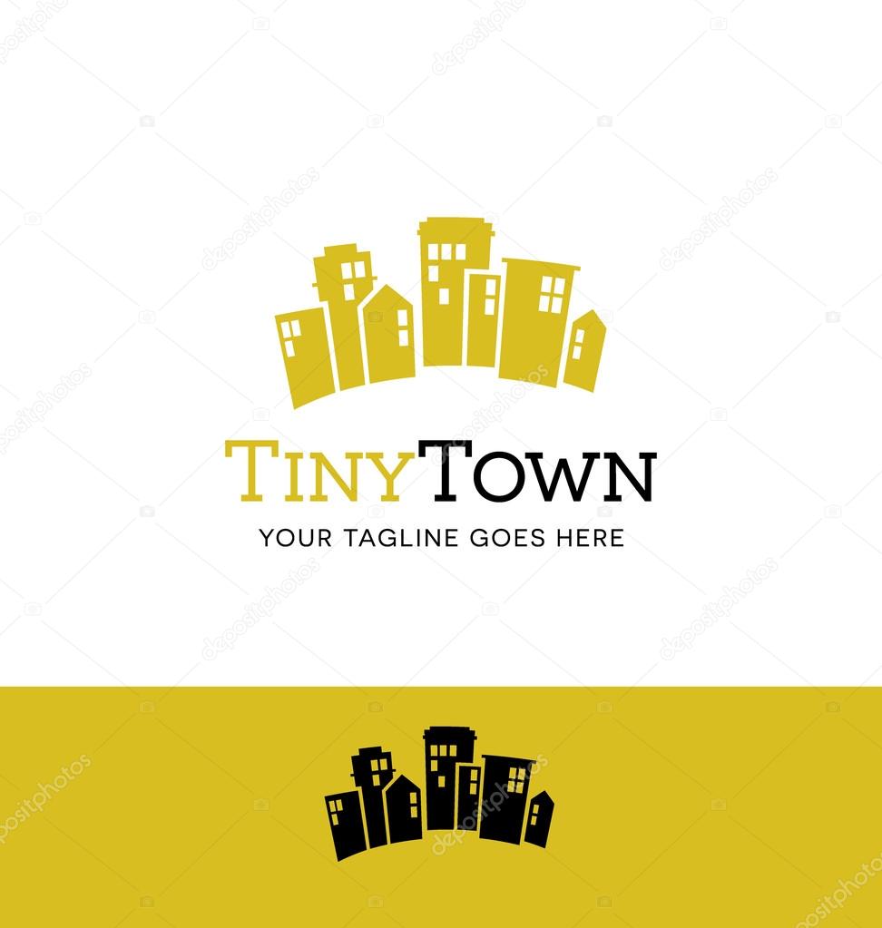 Flat design logo of city buildings for business, organization or website