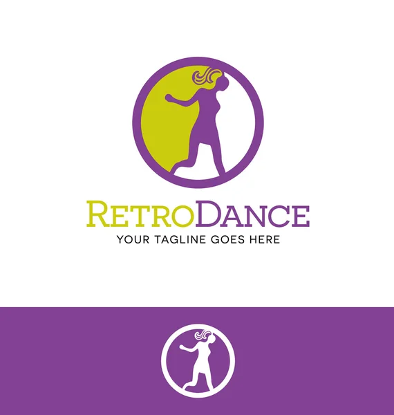 Logotipo da menina dança retro para o negócio, organização ou site —  Vetores de Stock