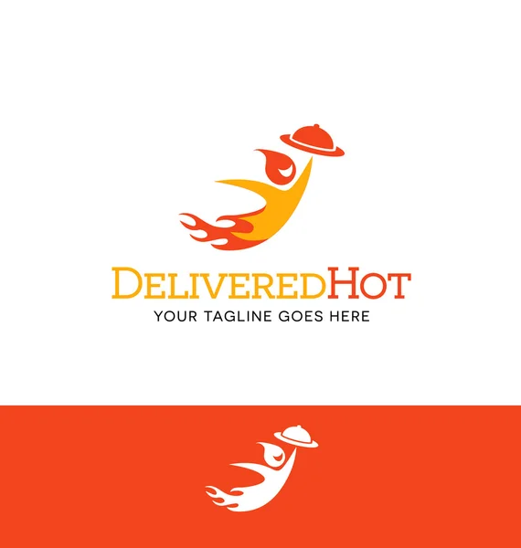 Flame character logo for food delivery business — Stock Vector