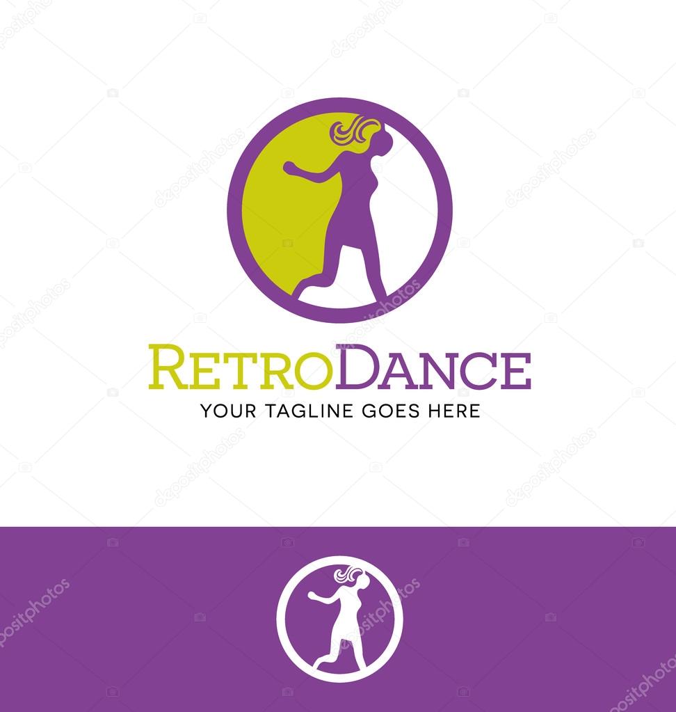 Retro dancing girl logo for business, organization or website