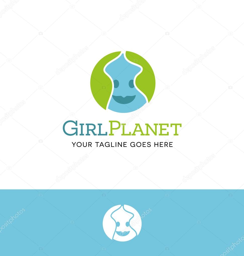 Global girl face logo for business, organization or website