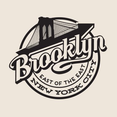 Brooklyn New York City retro vintage tipografi baskı tasarım t-shirt, poster,. Brooklyn Köprüsü