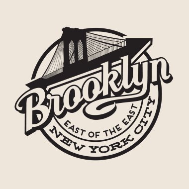 Brooklyn New York City retro vintage typography t-shirt,  poster, printing design. Brooklyn Bridge clipart