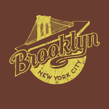 Brooklyn New York City retro vintage tipografi baskı tasarım t-shirt, poster,. Brooklyn Köprüsü