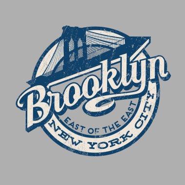 Brooklyn New York City retro vintage tipografi baskı tasarım t-shirt, poster,. Brooklyn Köprüsü