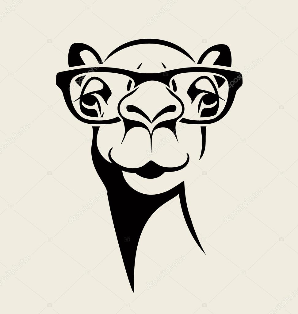 funny camel wearing glasses. vector illustration for T shirt, poster, print design.