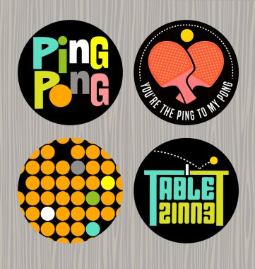 rozetleri veya ping pong, tablo tennisprint teşvik düğme kümesi