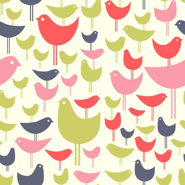 renkli retro kuşların post modern seamless modeli