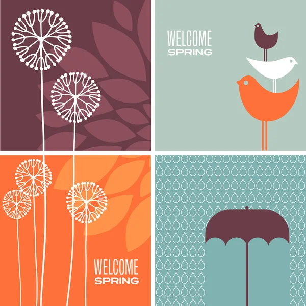 Coordinating spring designs for greeting cards, banners, stationary
