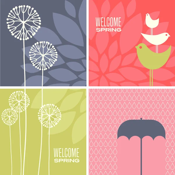 Coordinating spring designs for greeting cards, banners, stationary