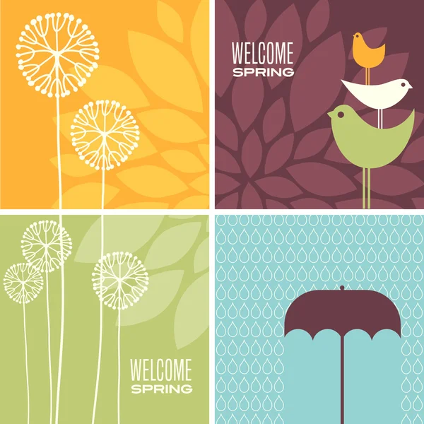 Coordinating spring designs for greeting cards, banners, stationary