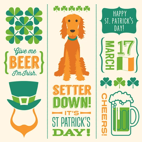 St. patrick 's day vektor design elemente für banner, grußkarten, einladungen — Stockvektor