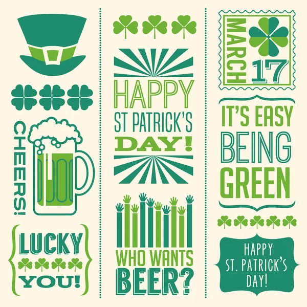 St. Patrick 's Day elementos de design vetorial para banners, cartões de saudação, convites —  Vetores de Stock