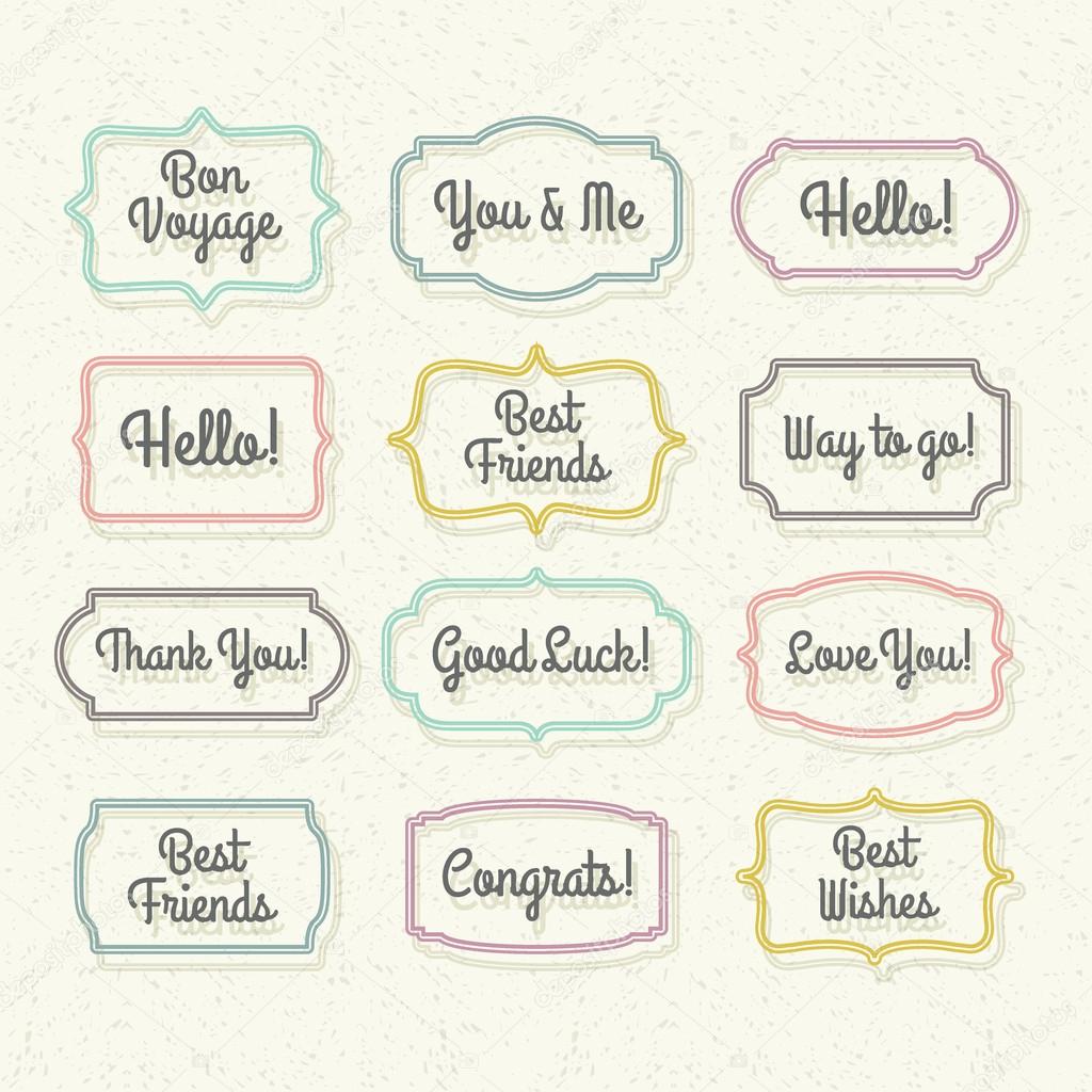 simple vintage frame shapes with greetings for cards, banners, scrapbooking